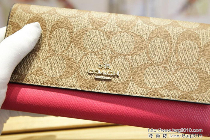 COACH蔻馳 原單 Coach53763 女士三折大手包 專櫃用料PVC拼頭層牛皮 專櫃爆款  Chz1194